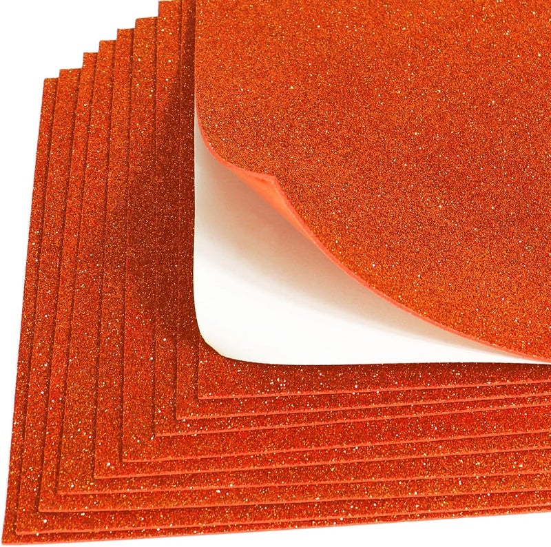 Mluchee 10 Sheets Orange Glitter Cardstock Paper for New Year Thanksgiving Christmas Fall Decorations, Self-Adhesive Backs Paper 30 x 20cm A4 - Image 4